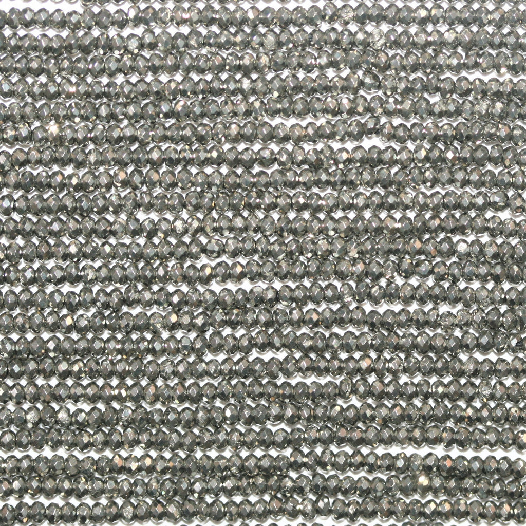 12" St Natural Pyrite Faceted Rondelle Beads 2x1mm.- Strand 32cm.