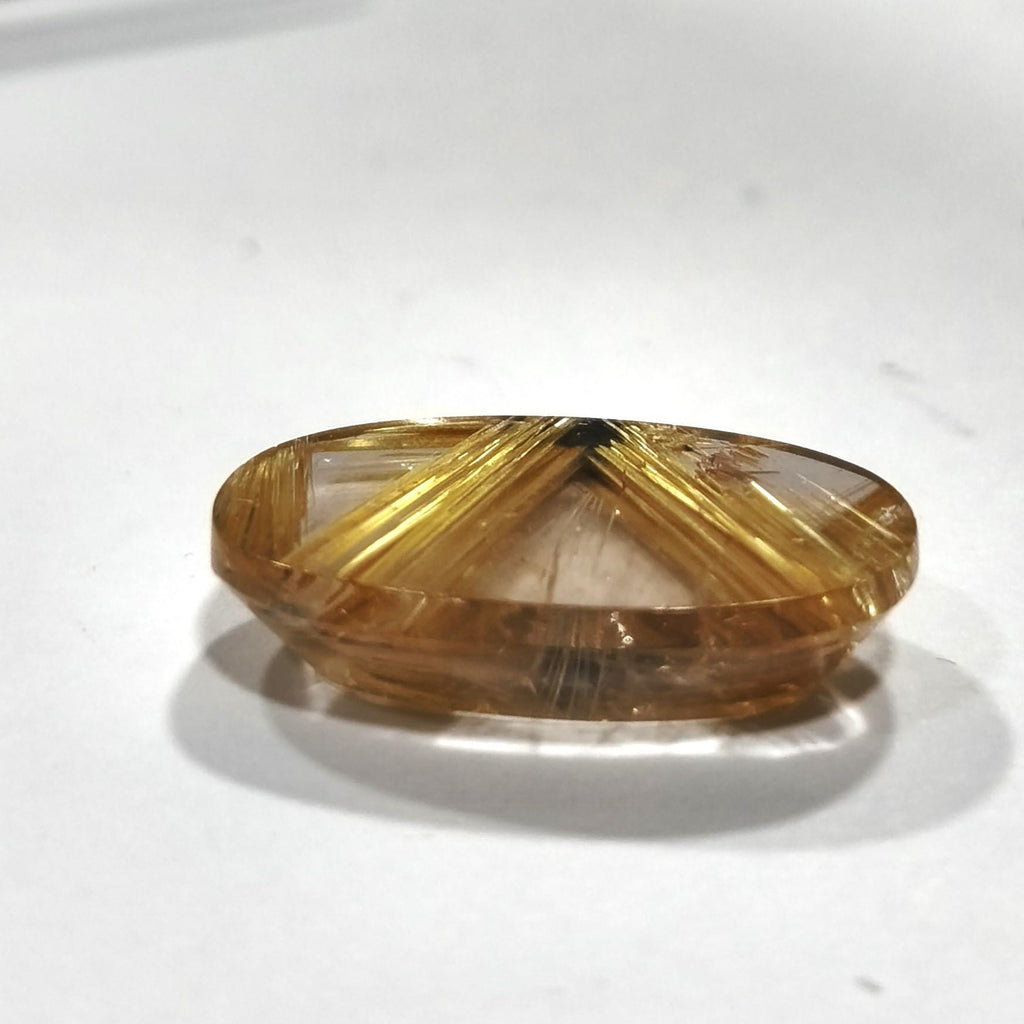 Golden rutilated oval quartz cabochon with fancy rutile. 21.7x13.3mm.12.62ct Lots Of Beautiful Inclusions-Healing Power Quartz-Mother Nature