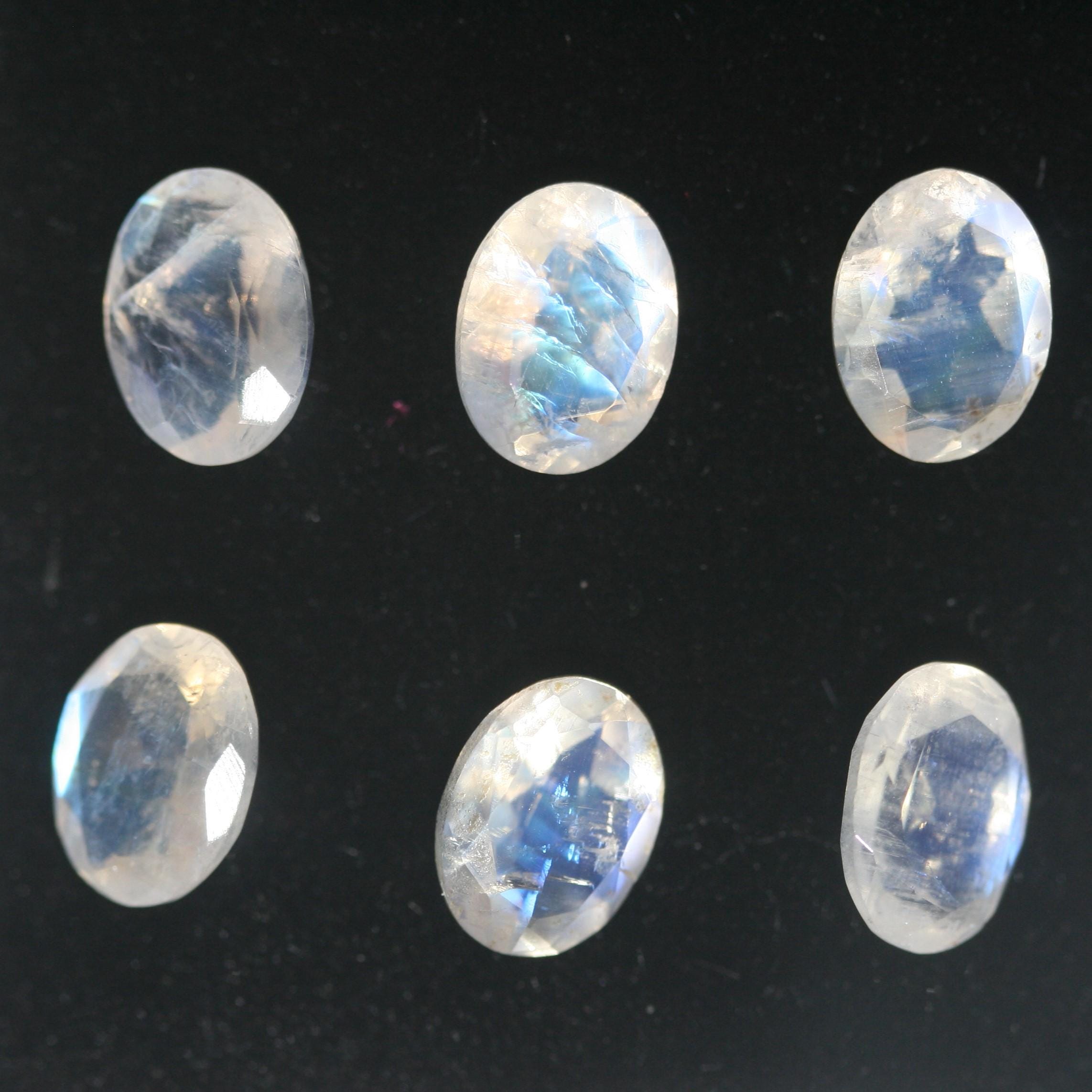 Lote de Piedra Luna Facetada Ovalada de 8x6 mm. Aprox. (6 piezas). - Artículo: 662LO