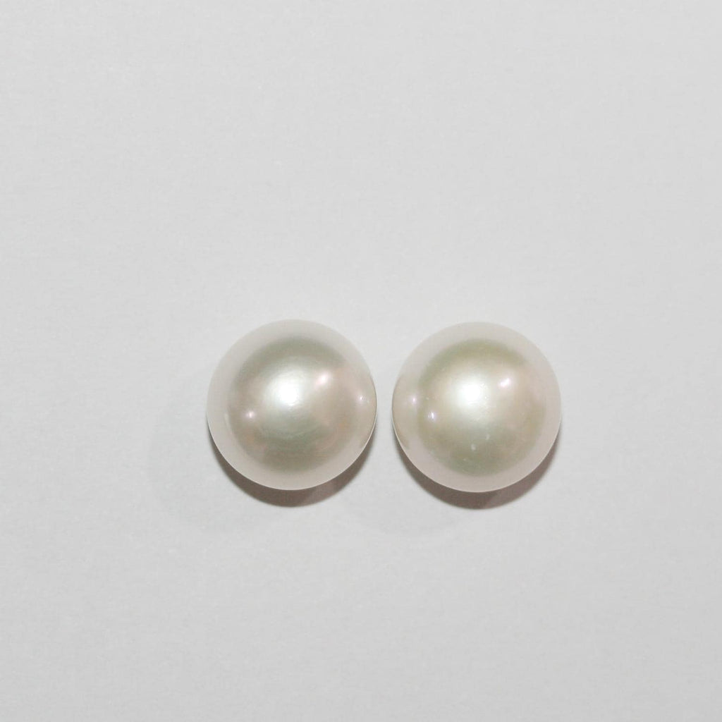 1 Pair High Cultured Button Pearl 8.5-9mm.-Approx.-Half Drill. Button Natural  Pearl-Price Per 1 Pair- Pearl Earring