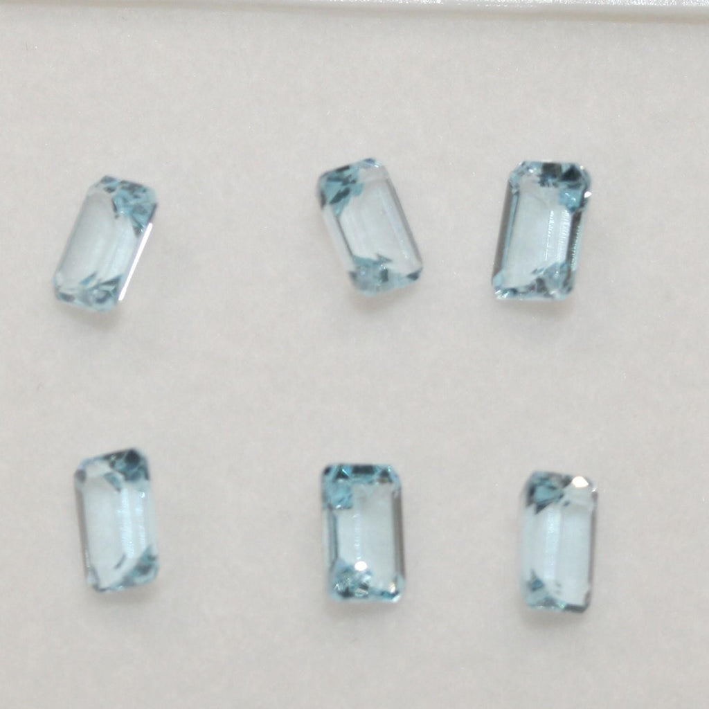 6Pcs Lot Blue Sky Topaz Faceted Octagonal 6x4mm. (6 Pcs).