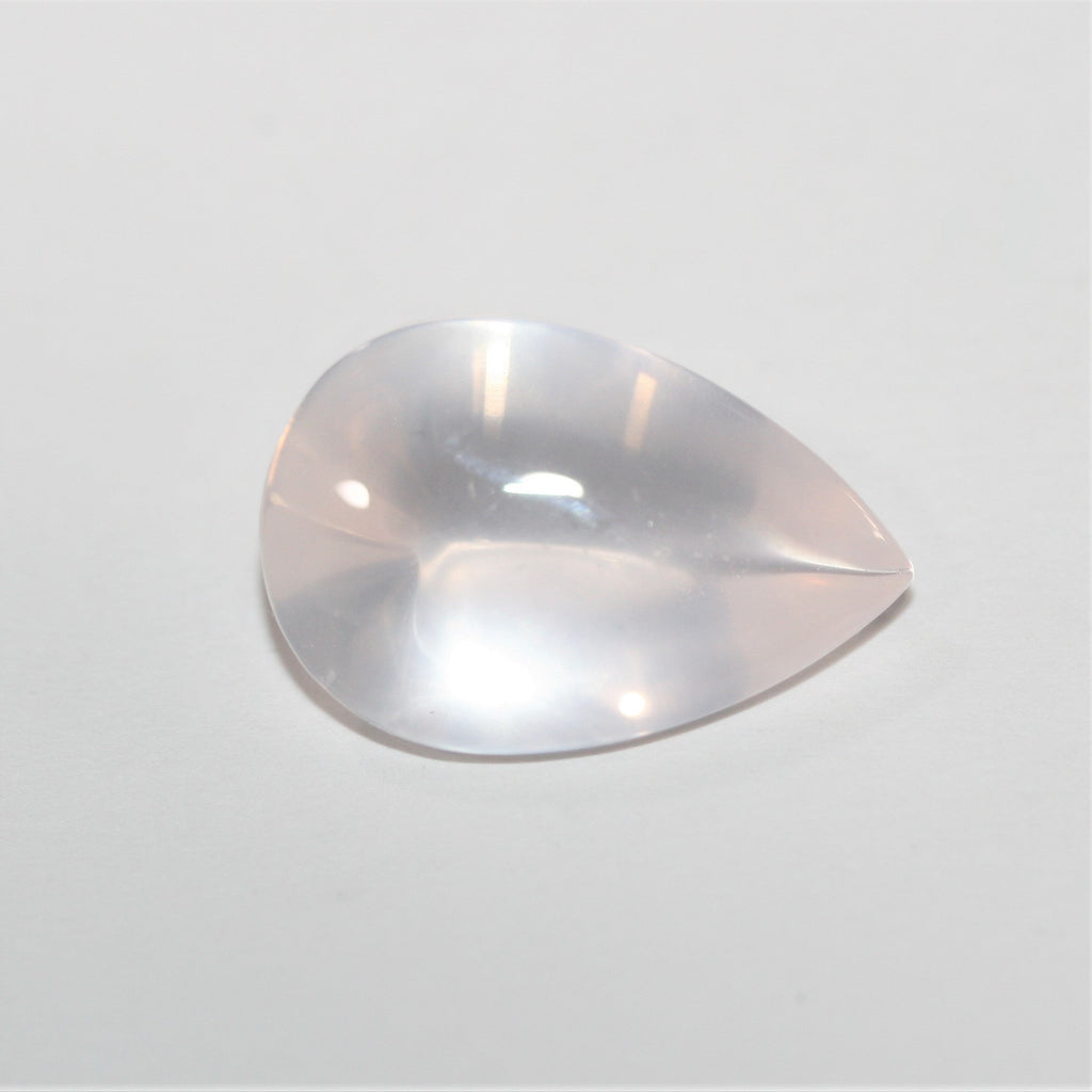 Cabochon poire en quartz rose AAA avec culasse 21,7 x 14,5 mm (12,53 ct) - Quartz rose de qualité supérieure - Matériau naturel - Taille bombée - Pièce de créateur