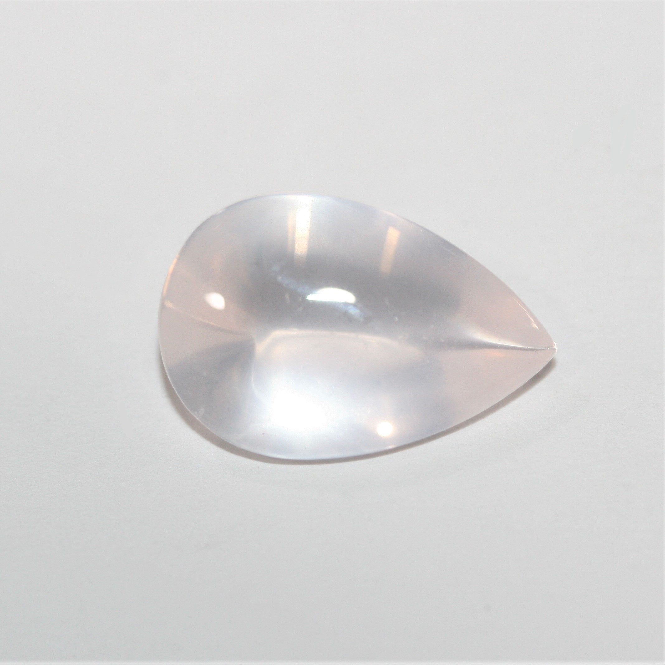 Cabochon poire en quartz rose AAA avec culasse 21,7 x 14,5 mm (12,53 ct) - Quartz rose de qualité supérieure - Matériau naturel - Taille bombée - Pièce de créateur