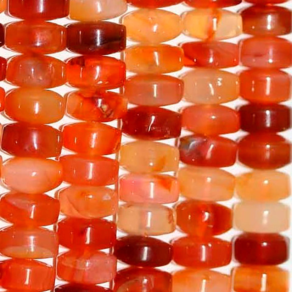 Perles rondelles lisses en cornaline de 15 pouces, 10 x 5 mm. - Fil de 39 cm.