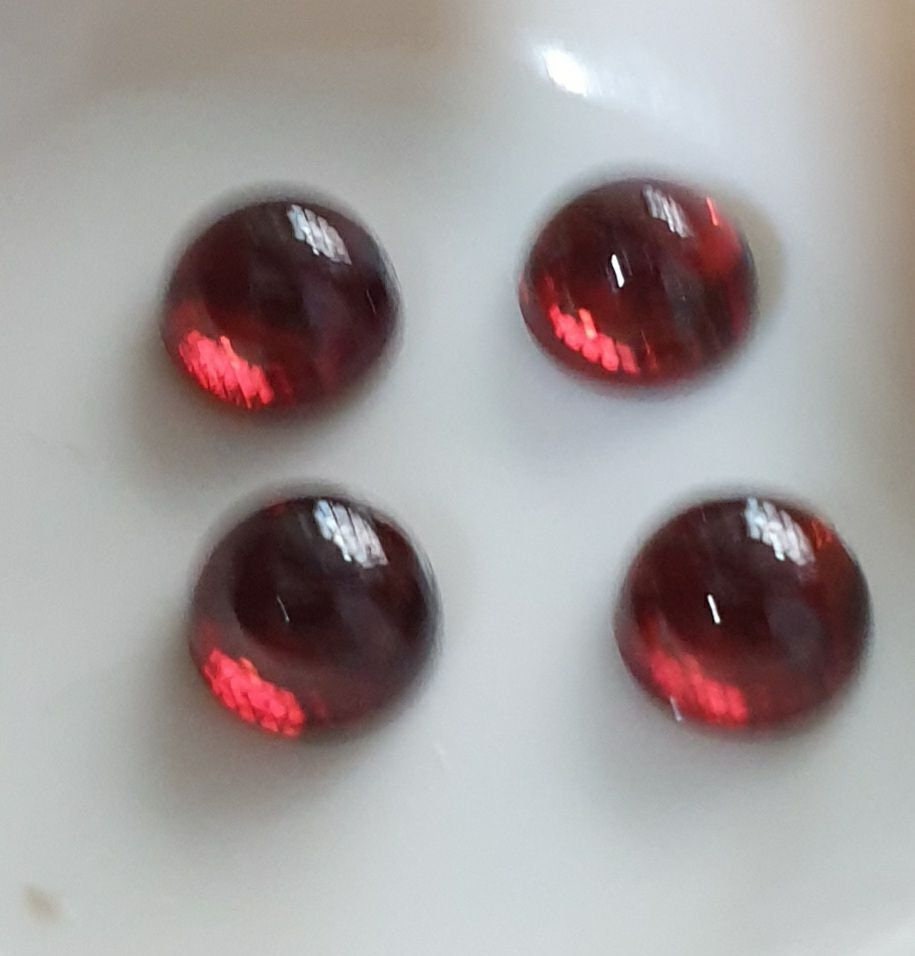 Lote de 4 cabujones redondos de granate rojo de 6 mm (4 unidades) - Paquetes de piedras preciosas - Piedras sueltas - Precio al por mayor