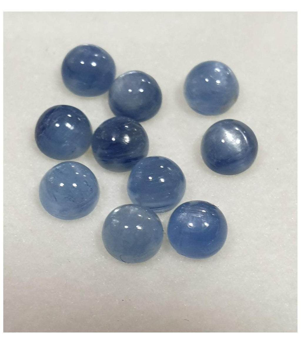 Kyanite Round Cabochon 4mm. (10 pcs.).- Item: 865CB- Brazilian Gems- Natural