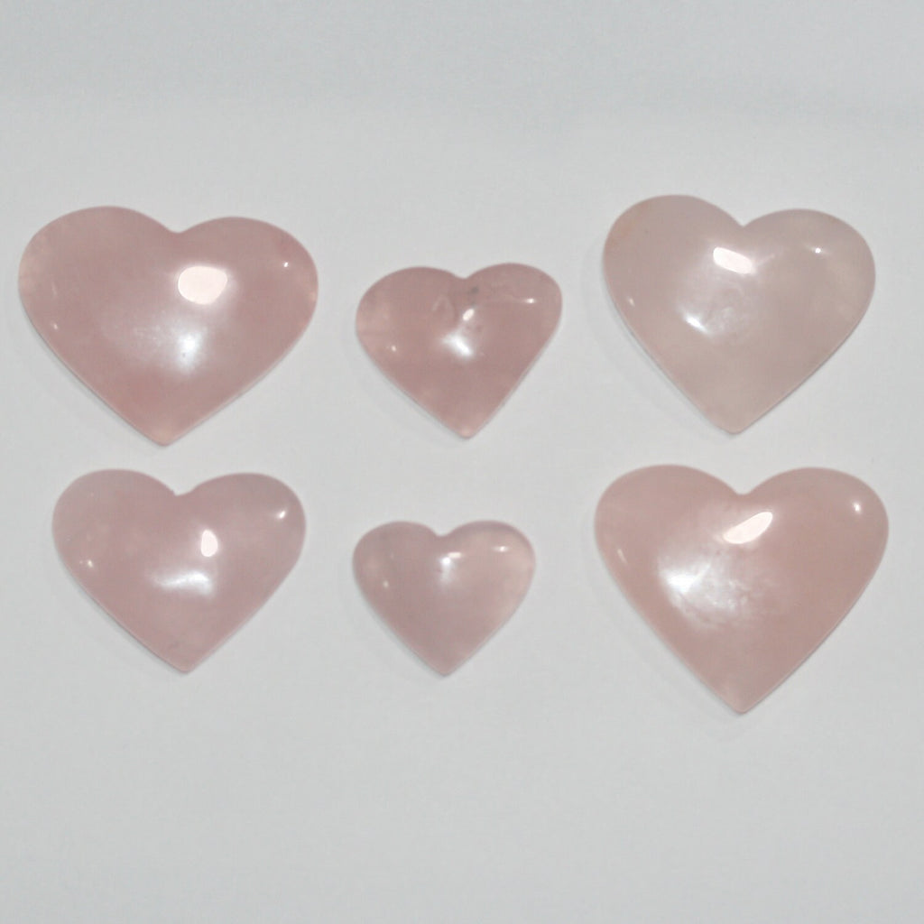 Pendentif cœur lisse en quartz rose sans perçage 20-40 mm.