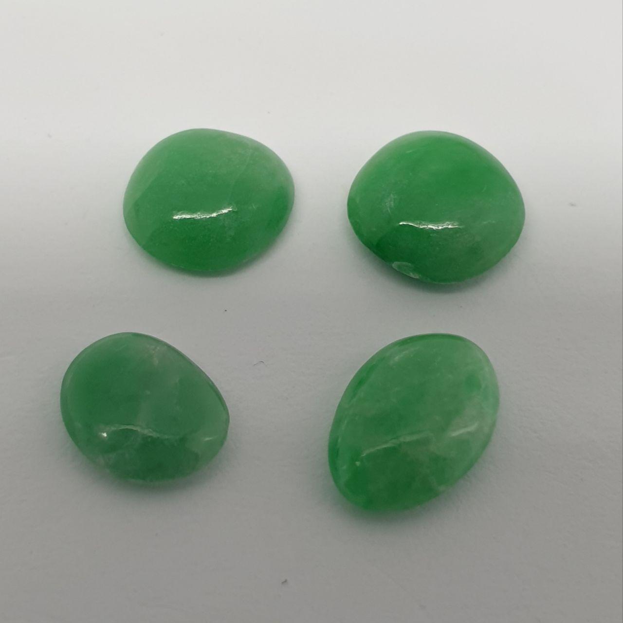 Natural Jadeite Irregular Oval Cabochons Lot 7.5-9mm. Approx.- 4 Pieces