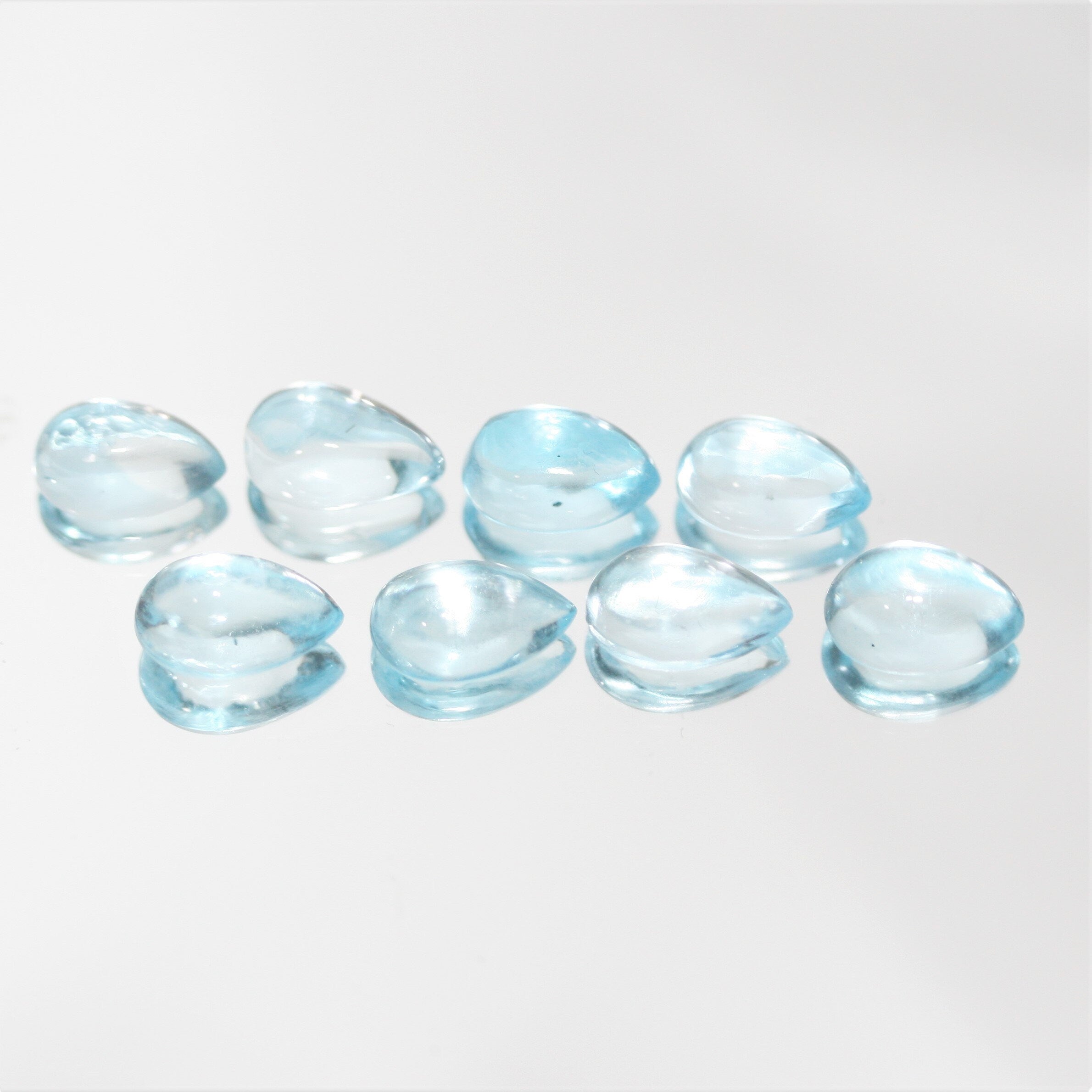 Sky Blue Topaz Smooth Drop Cabochons Lot 9x6mm.- 8 Pieces