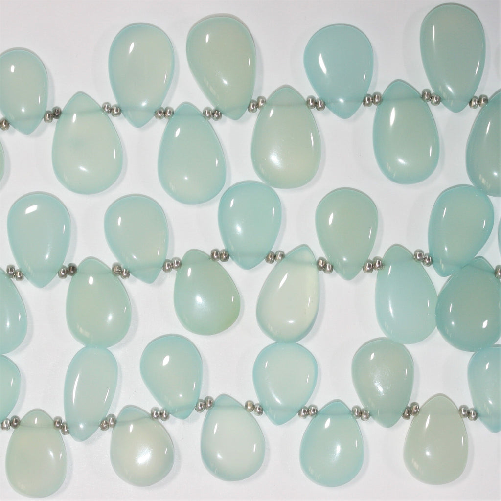 Cuentas lisas de calcedonia azul verdosa de 8" de largo, 18 x 13 mm. Aprox. - Hilo de 21 cm.