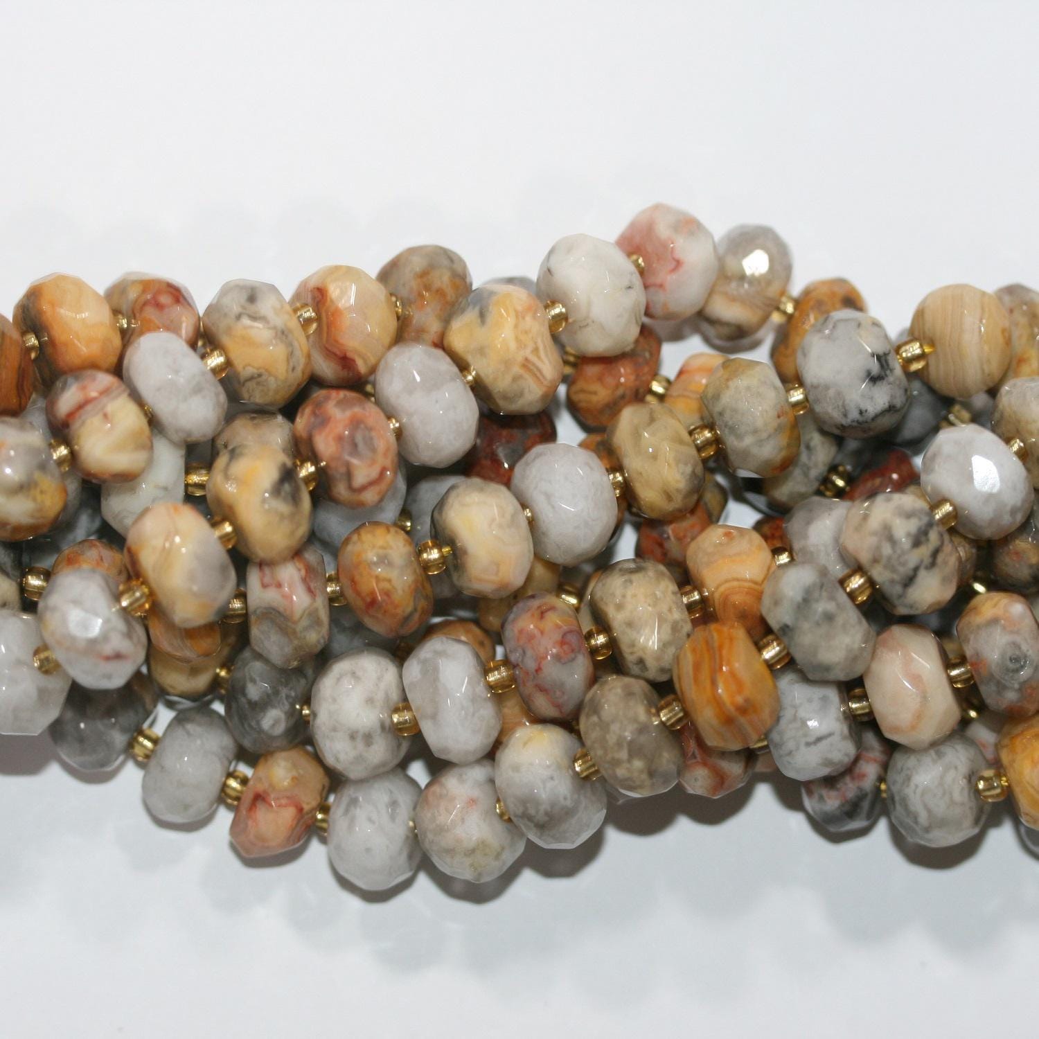 Cuentas redondas facetadas de ágata St Crazy de 16" de 11 x 6 mm, hilo de 40 cm.