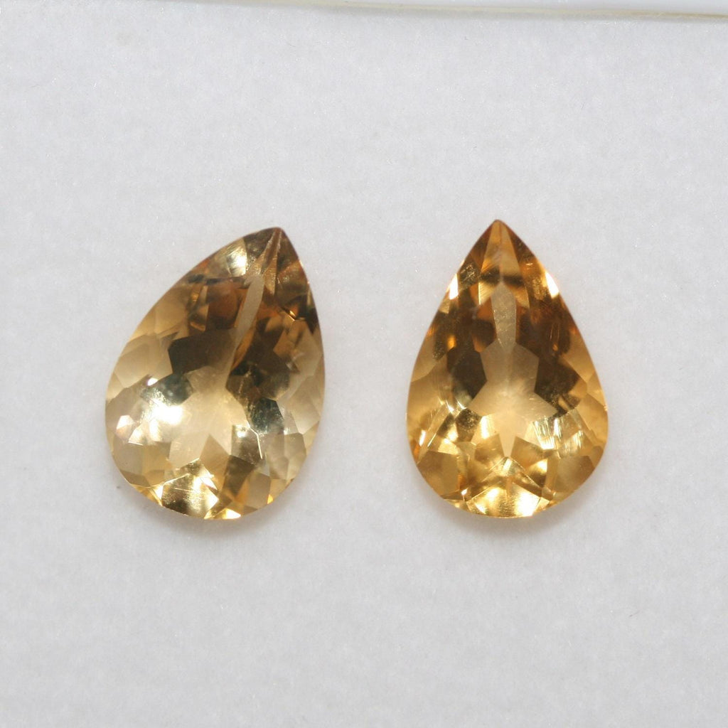 Lote de 2 piezas de citrino facetado gota 13x9 mm. (2 piezas).