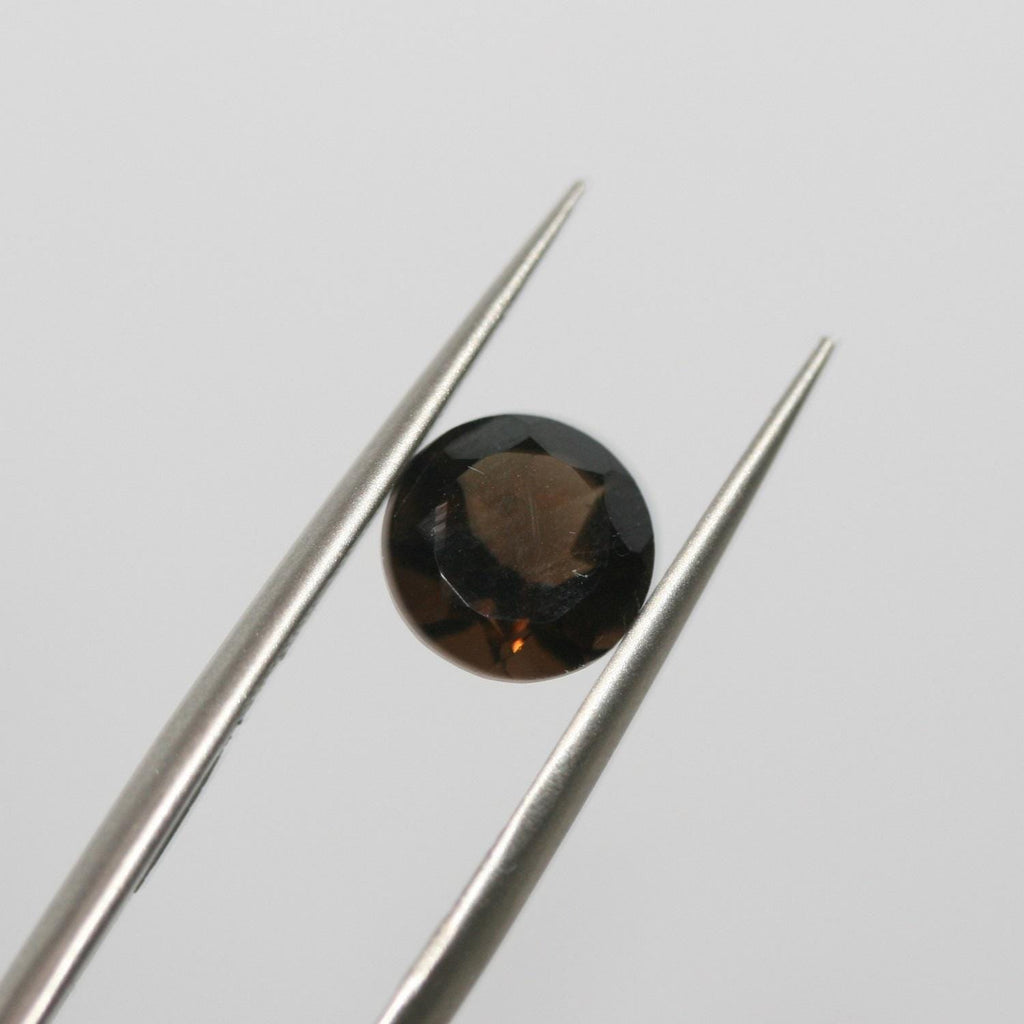 Lote de 12 cuentas redondas facetadas de cuarzo ahumado de 8 mm.