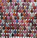 Cuentas redondas facetadas de zafiro múltiple de 16" de 4 x 3 mm.