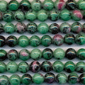 Cuentas redondas lisas de zoisita rubí de 16" (10 mm) - Hilo de 40 cm