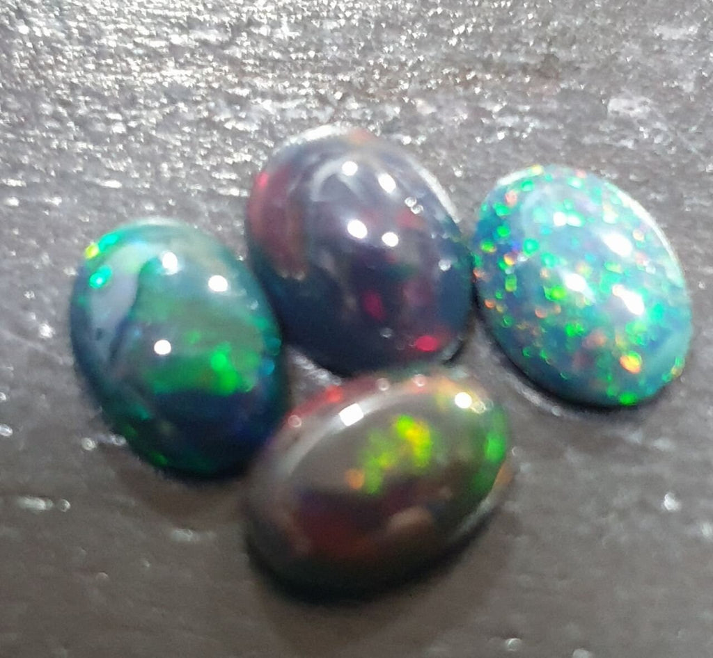 Ethiopian Black Opal Lot Oval Cabochon 7x5mm. (4 pcs)  -Gemstone Parcels-Loose Stones Wholesale Price