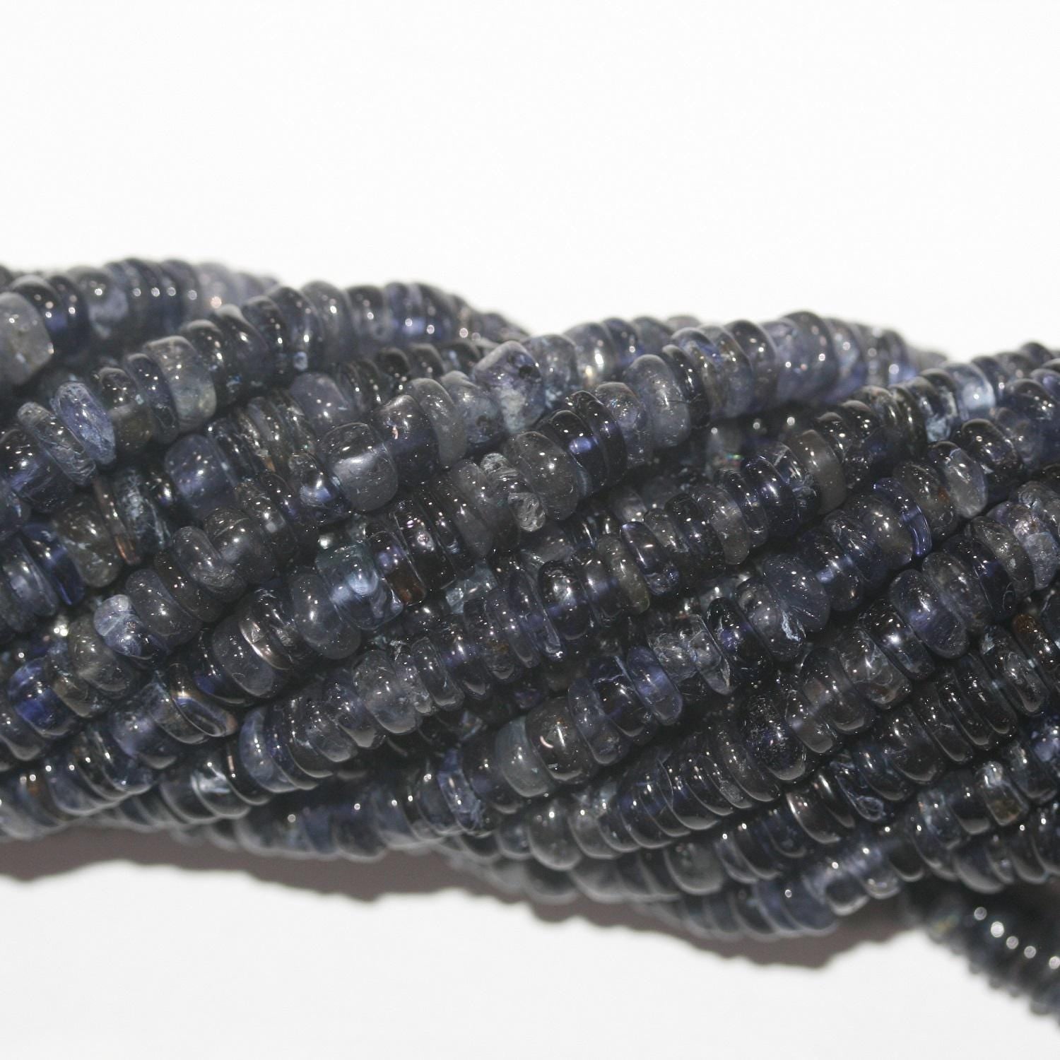 12" St Iolite Smooth Disk Beads 6x2mm.Approx.-Strand 34cm
