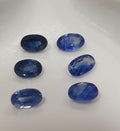 Lote de 6 zafiros azules naturales facetados ovalados de 5 x 3 mm. Piedras preciosas sueltas. Precio al por mayor. Gemas naturales.