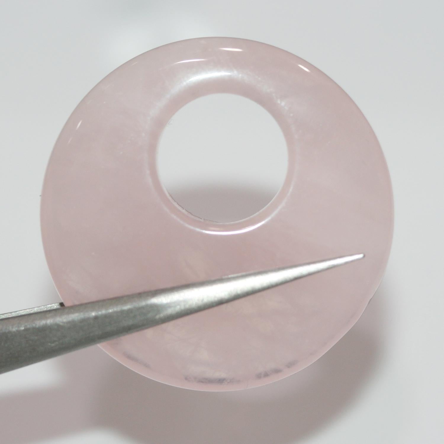 Pendentif rond lisse en quartz rose 40 mm