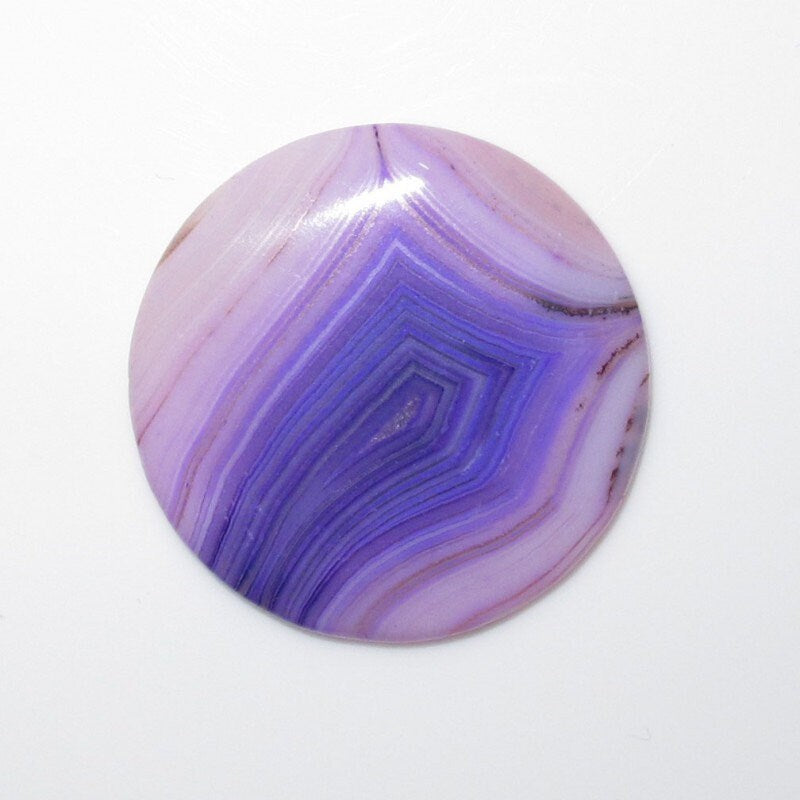 1Pair Striped Purple Agate Round Flat Cabochon 30 mm - 2 pcs