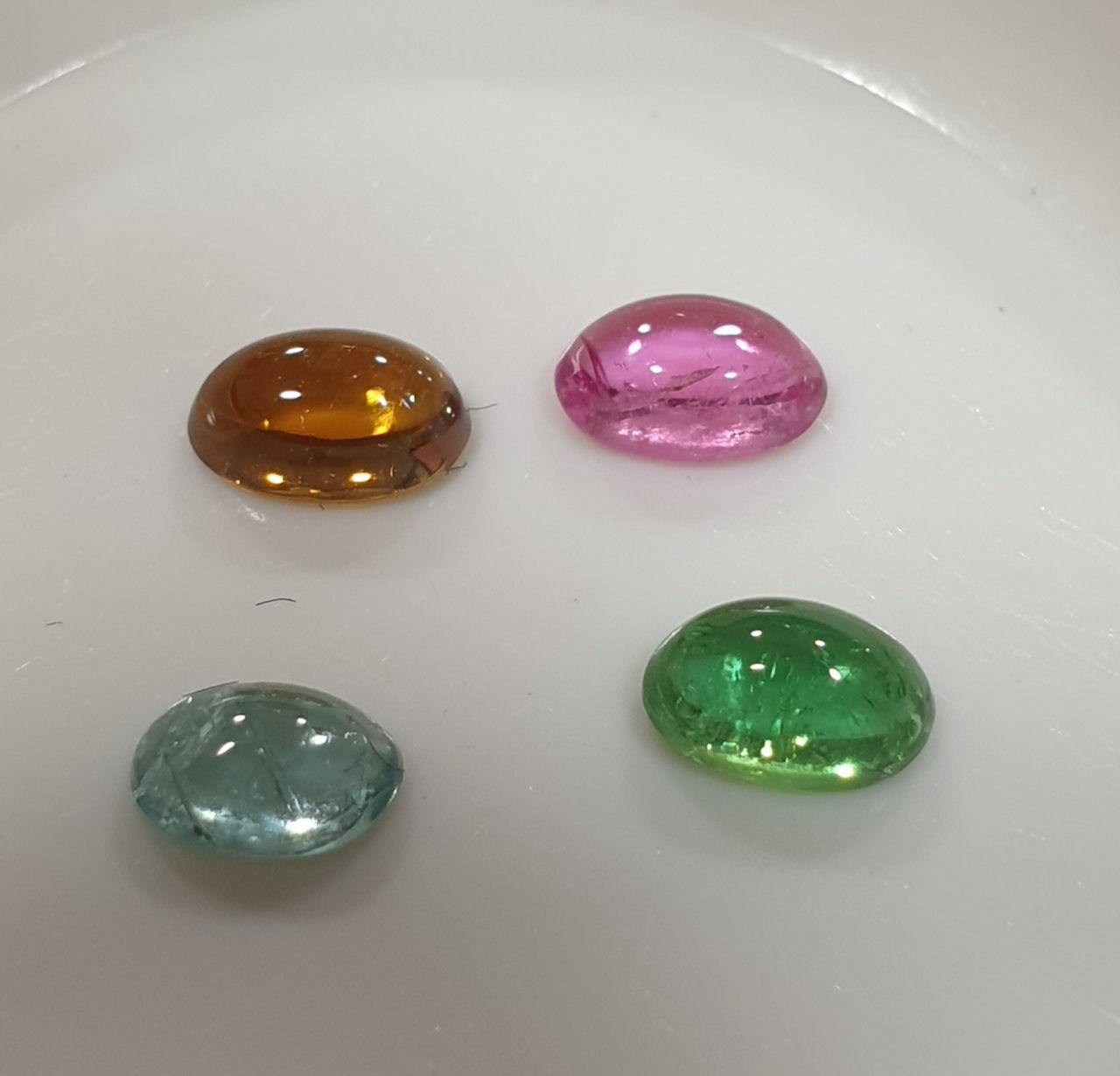 Tourmaline Lot Oval Cabochons 5x3mm.-(4pcs)  -Gemstone Parcels-Loose Stones Wholesale Price