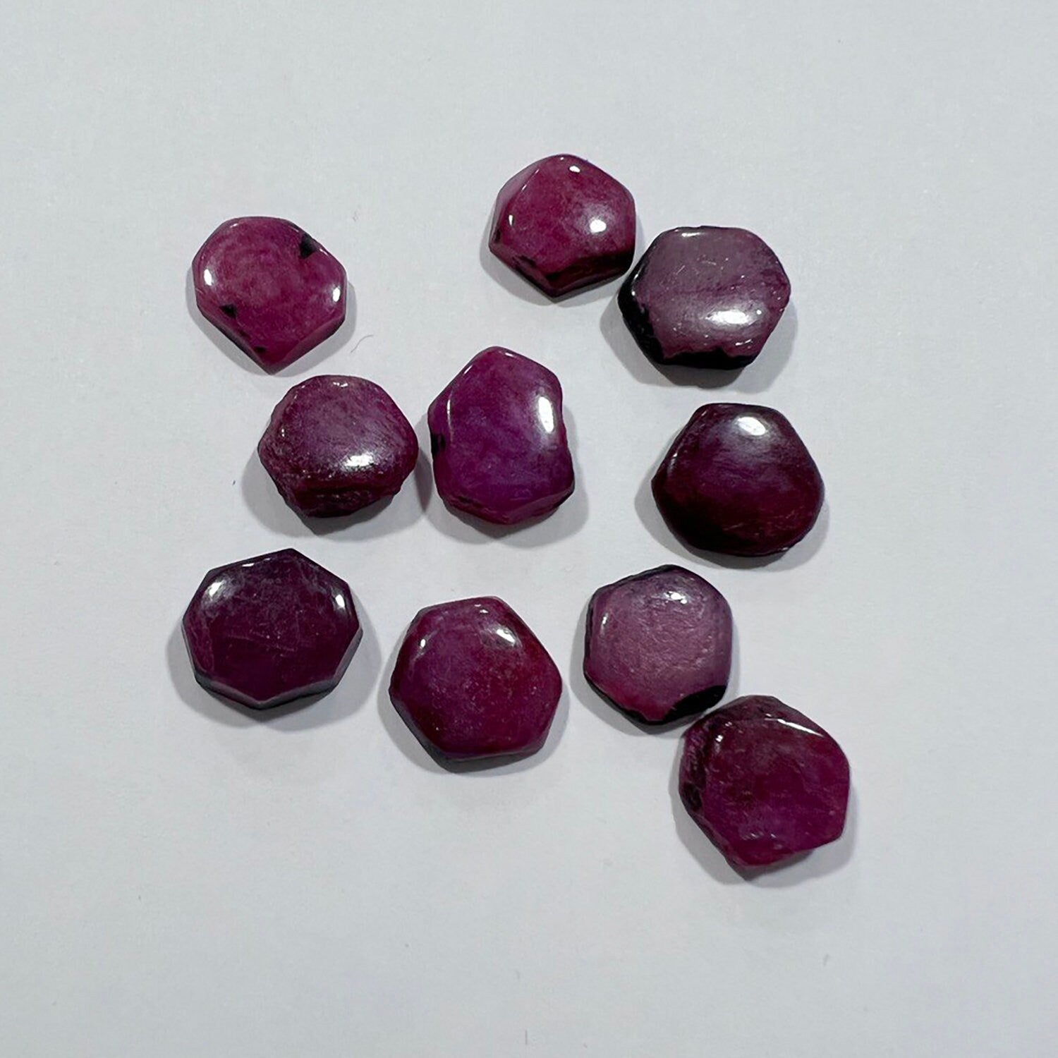 10 Pcs Lot Ruby  Irregular Hexagonal Cabochon Rough  10-12mm.( 10 Pcs )
