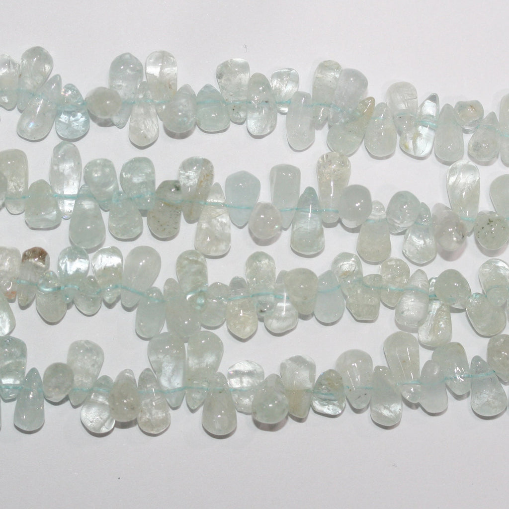 Cuentas lisas de aguamarina de 3" de largo, 8 x 5 mm. Aprox. - Hilo de 35 cm.