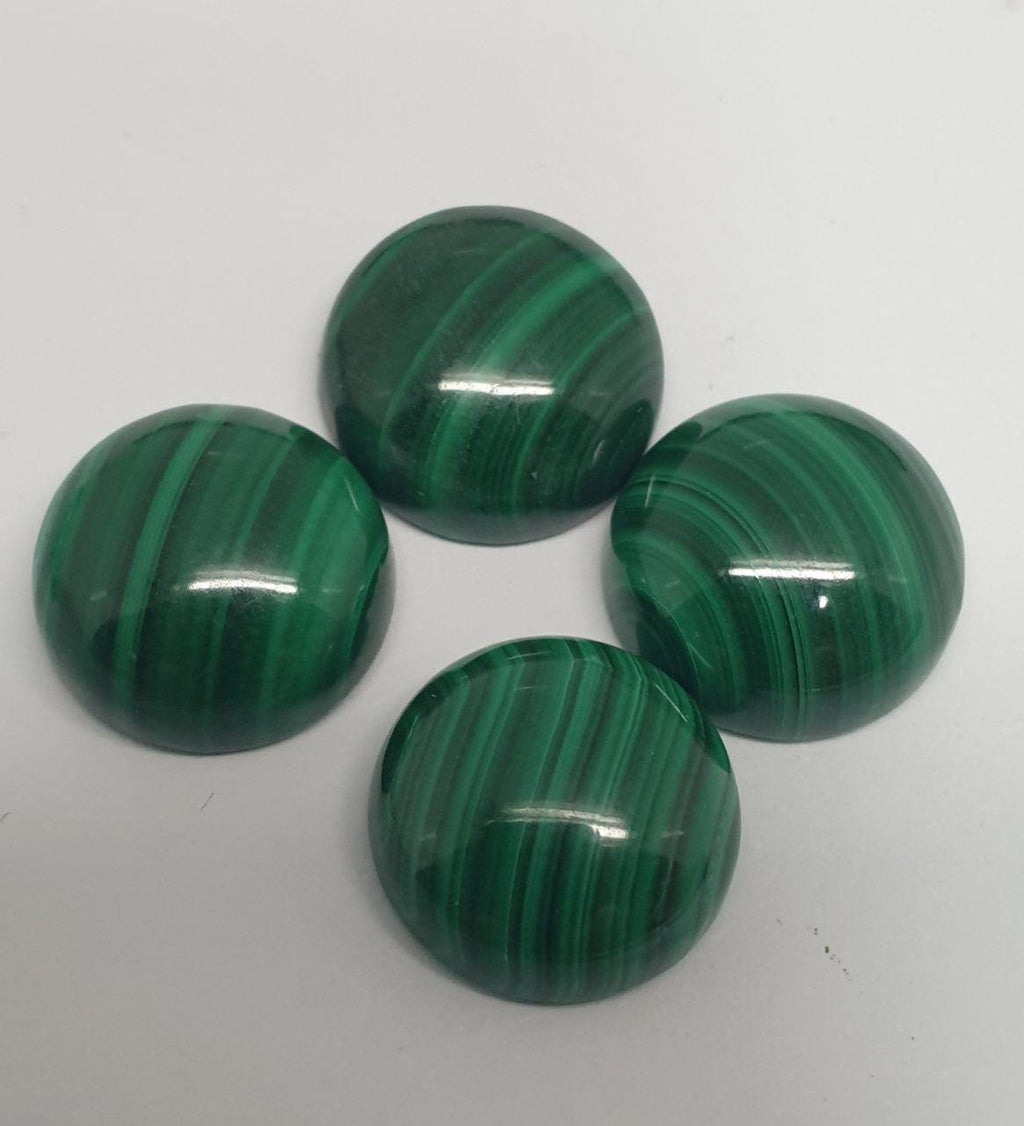 Lote de 4 cabujones redondos de malaquita de 12 mm. (4 piezas) Malaquita genuina natural sin tratar