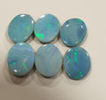 Lote de 6 cabujones ovalados planos de ópalo australiano natural de 8 x 6 mm (aprox.). Par doblete.