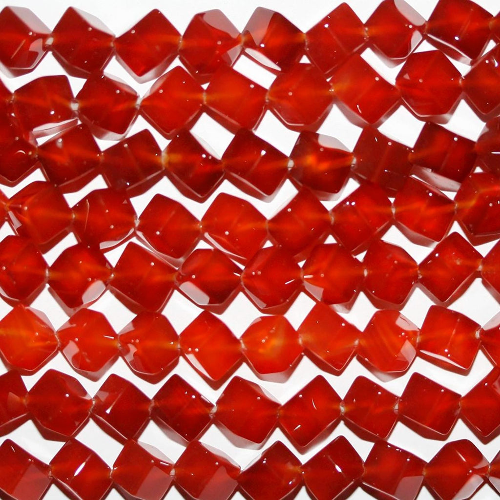 Perles cubiques lisses en cornaline de 15 pouces (environ 6 mm) - Longueur du fil : 40 cm