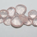 Perles en quartz rose St à facettes en forme de goutte, de diamètre gradué de 10 à 14 mm environ - Fil de 20 m.