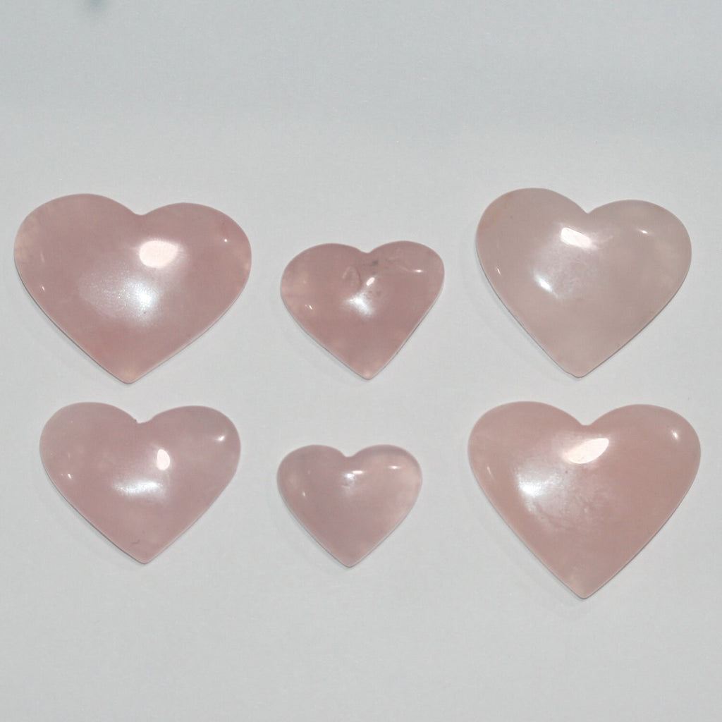 Pendentif cœur lisse en quartz rose sans perçage 20-40 mm.