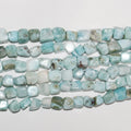 Perles de pépites lisses en larimar St de 15 pouces, 7-10 mm. - Fil de 39 cm.
