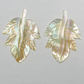 Colgante de hoja tallada en nácar amarillo, 27 x 18 mm (aprox., 1 par)