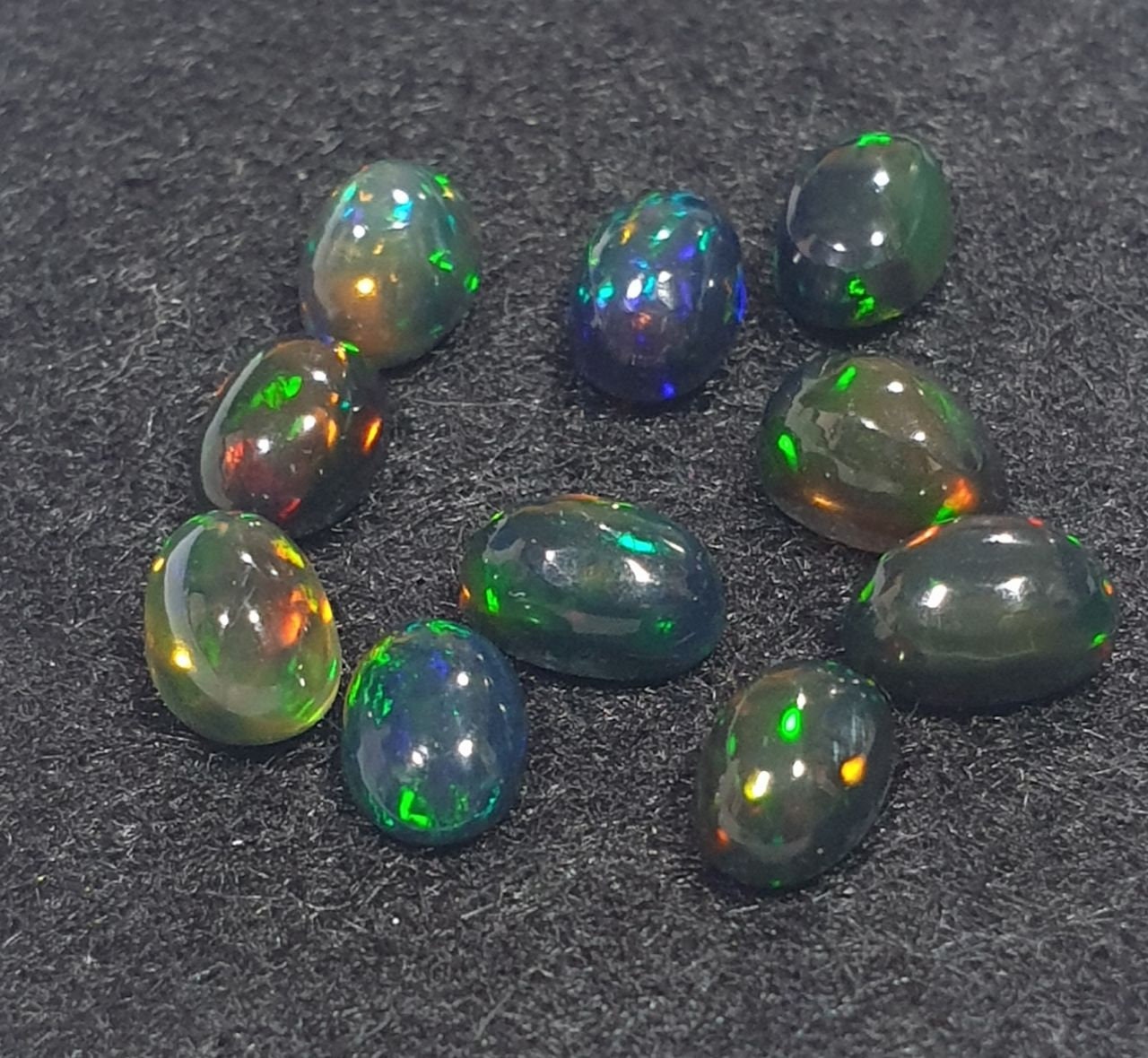Ethiopian Black Opal Lot Oval Cabochon 6x4mm. (10pcs)  -Gemstone Parcels-Loose Stones Wholesale Price