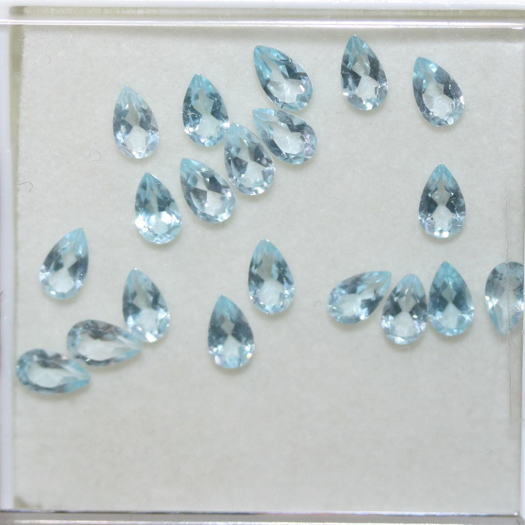 Lote de 20 piezas de topacio cielo gota facetada de 5 x 3 mm (20 piezas).