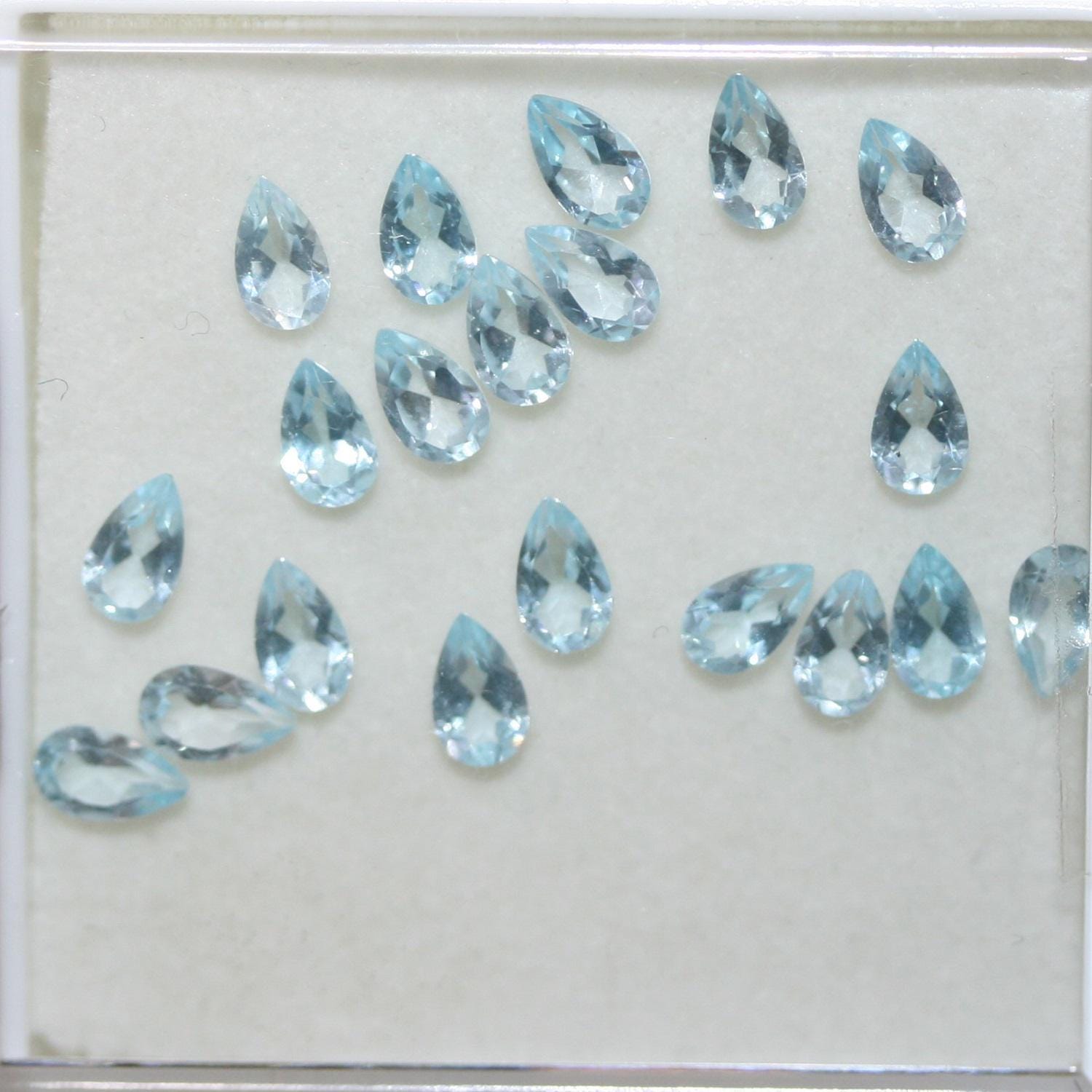 Lote de 20 piezas de topacio cielo gota facetada de 5 x 3 mm (20 piezas).