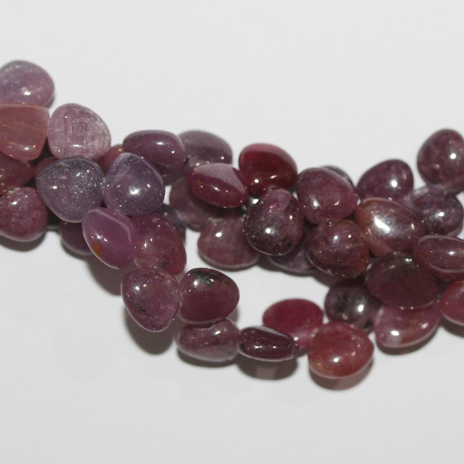 Perles en saphir rose St lisses en forme de goutte, 6-7 mm, 8 pouces, brin de 20 cm.