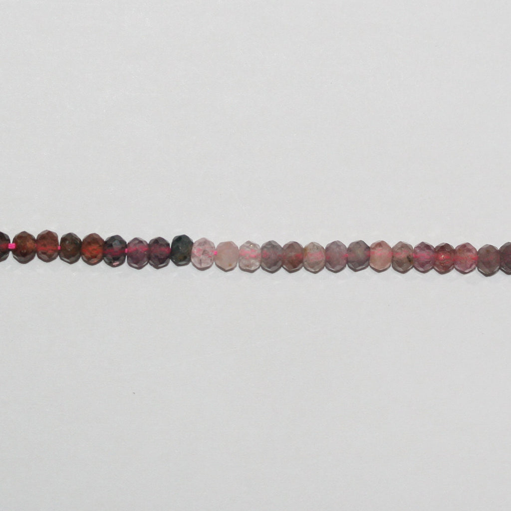 Perles rondelles à facettes en spinelle multicolore 15" (4 x 3 mm) - Fil de 39 cm