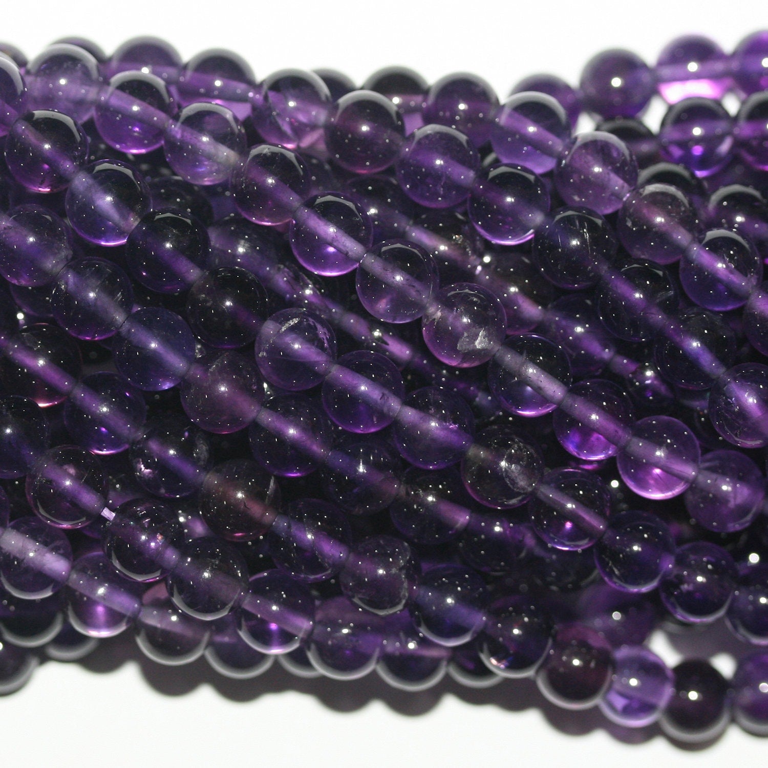 15" Perles rondes lisses en améthyste St 4,5 mm.-Rig 39 cm.