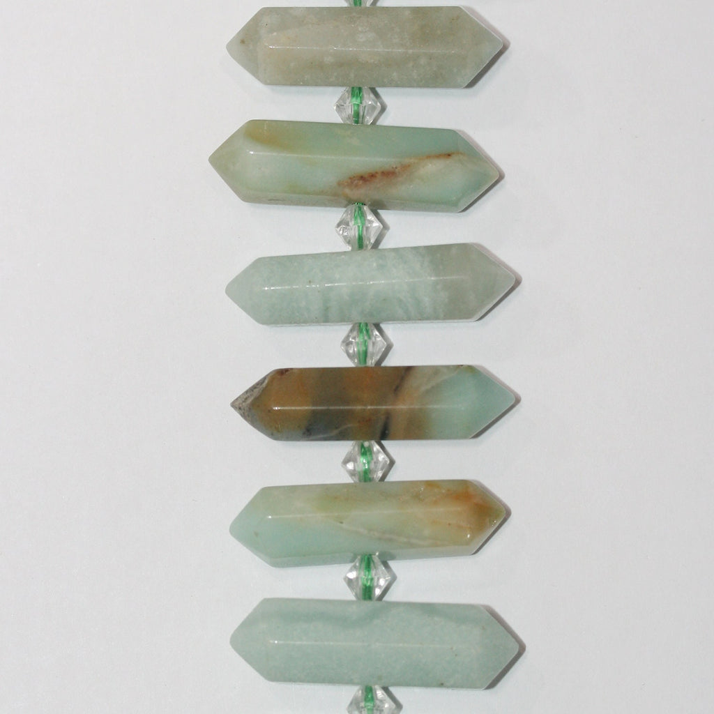13" St Amazonite Degrade Faceted Point Beads 25x9-36x10mm.Approx.-Strand 37cm.