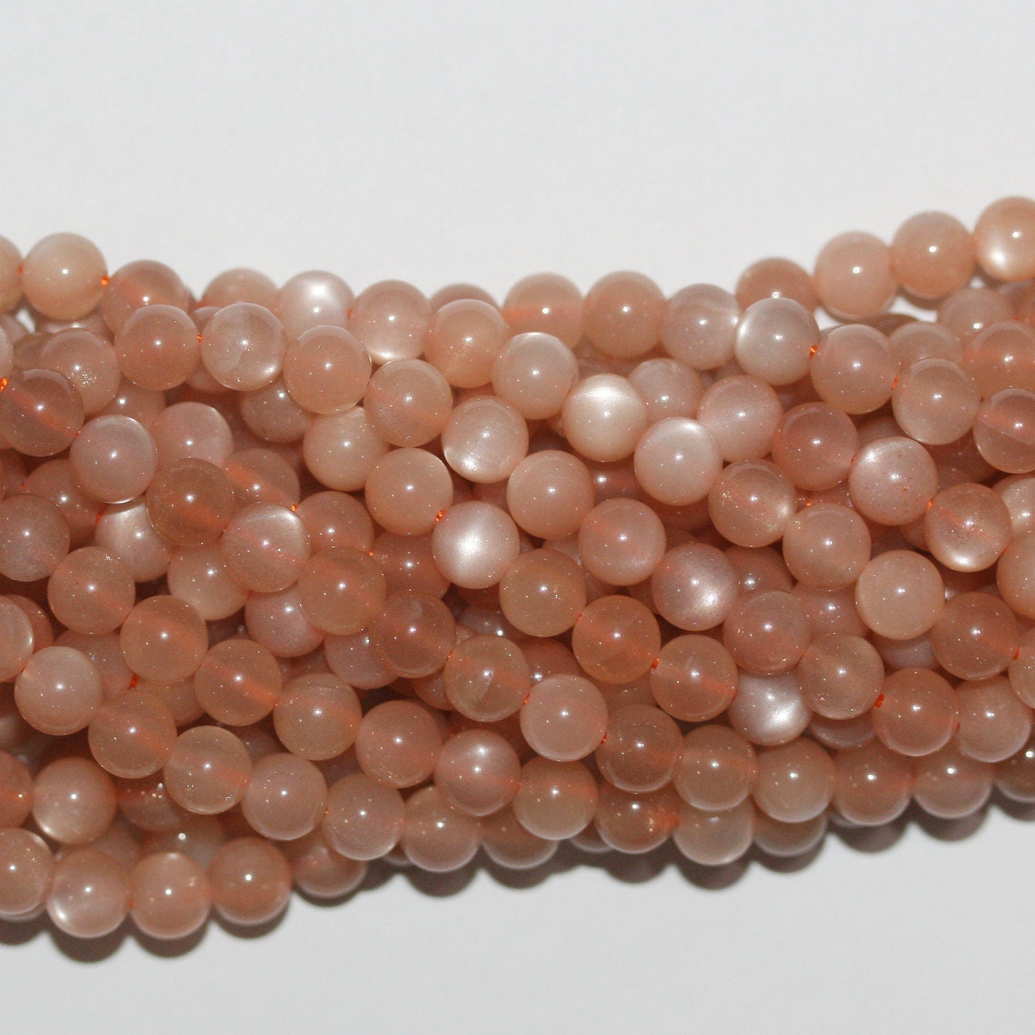 Cuentas redondas lisas de piedra lunar marrón de 16", 5-5,5 mm, hilo de 40 cm.