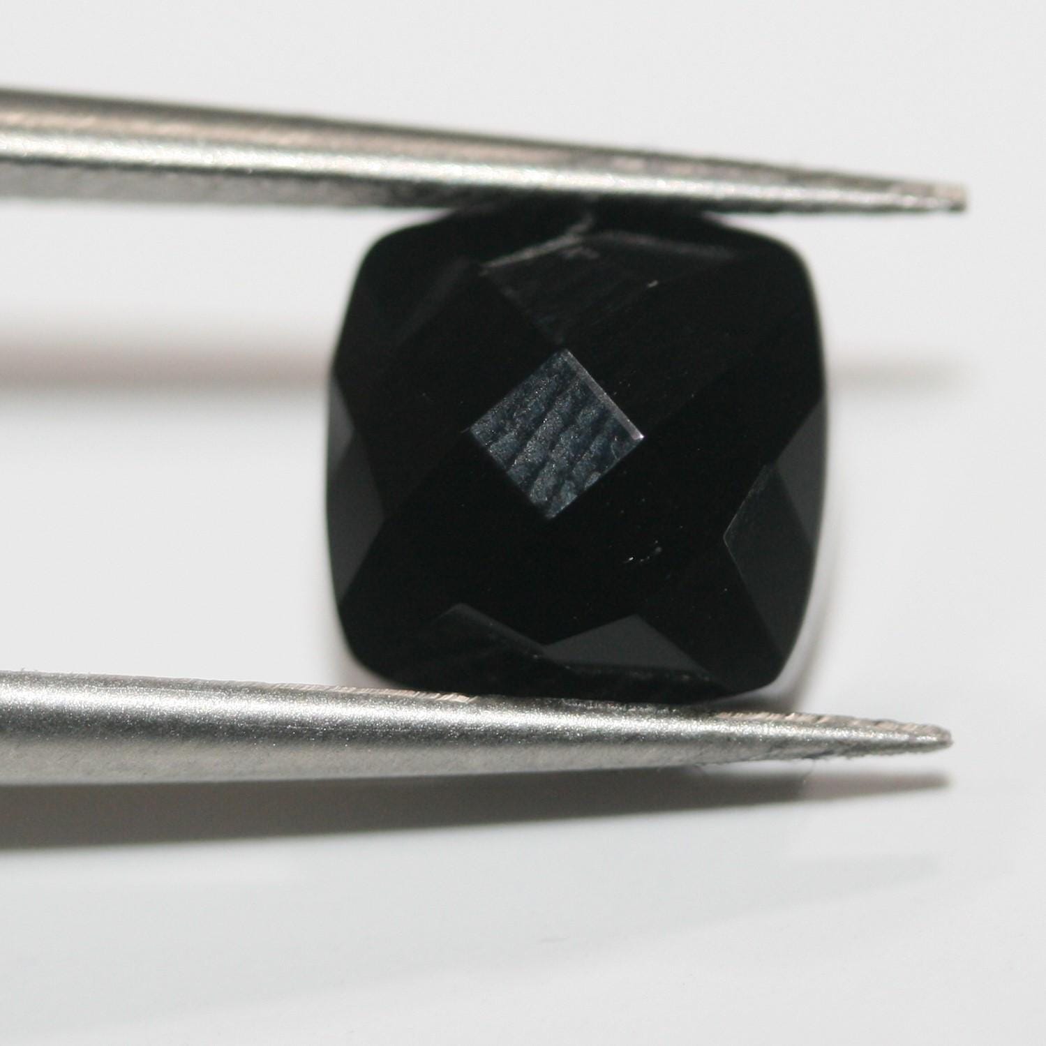 Lote de 6 cabujones cuadrados facetados de ónix de 8 mm (6 piezas)