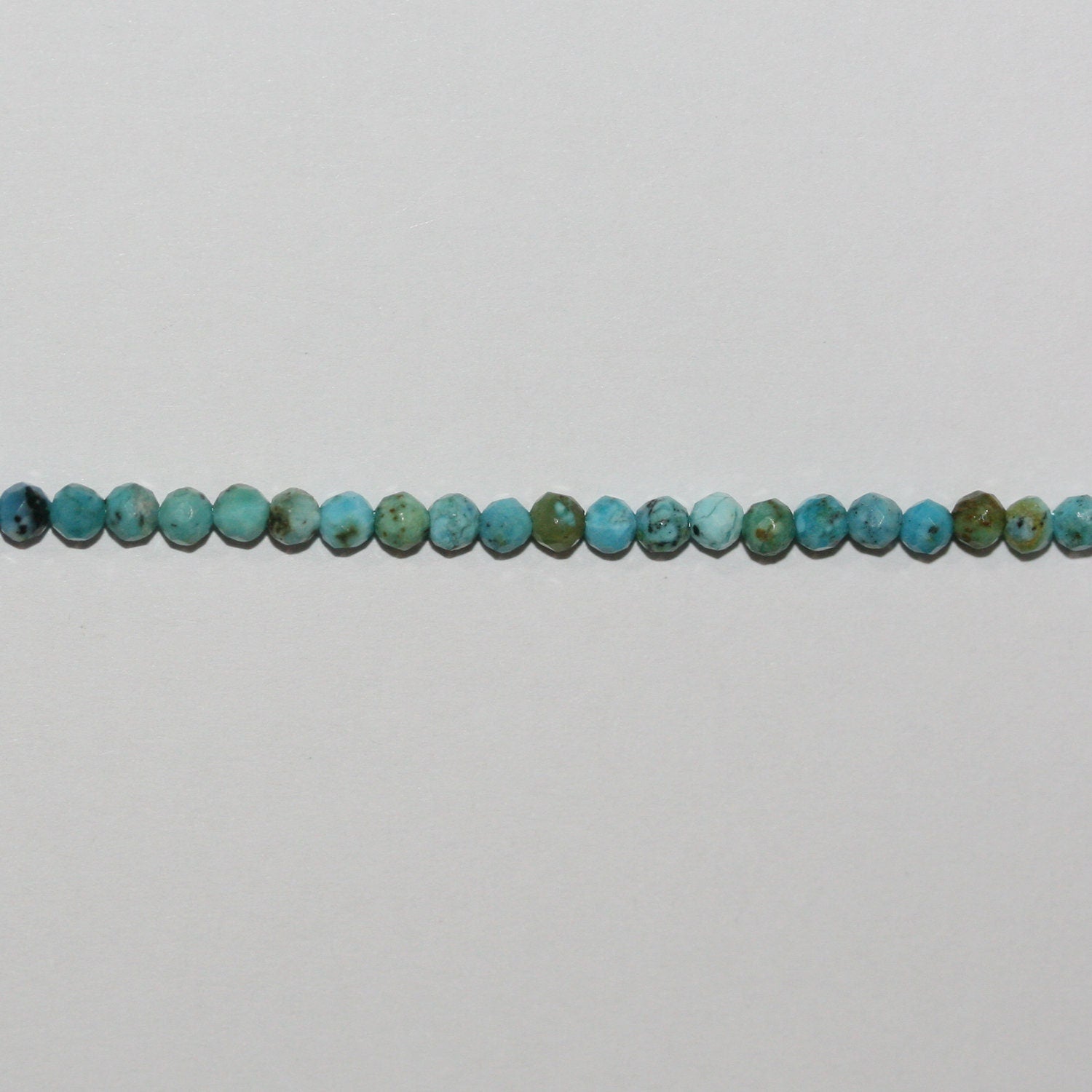 15" Perles rondes à facettes en turquoise St 3 mm.-Rig. 39 cm.