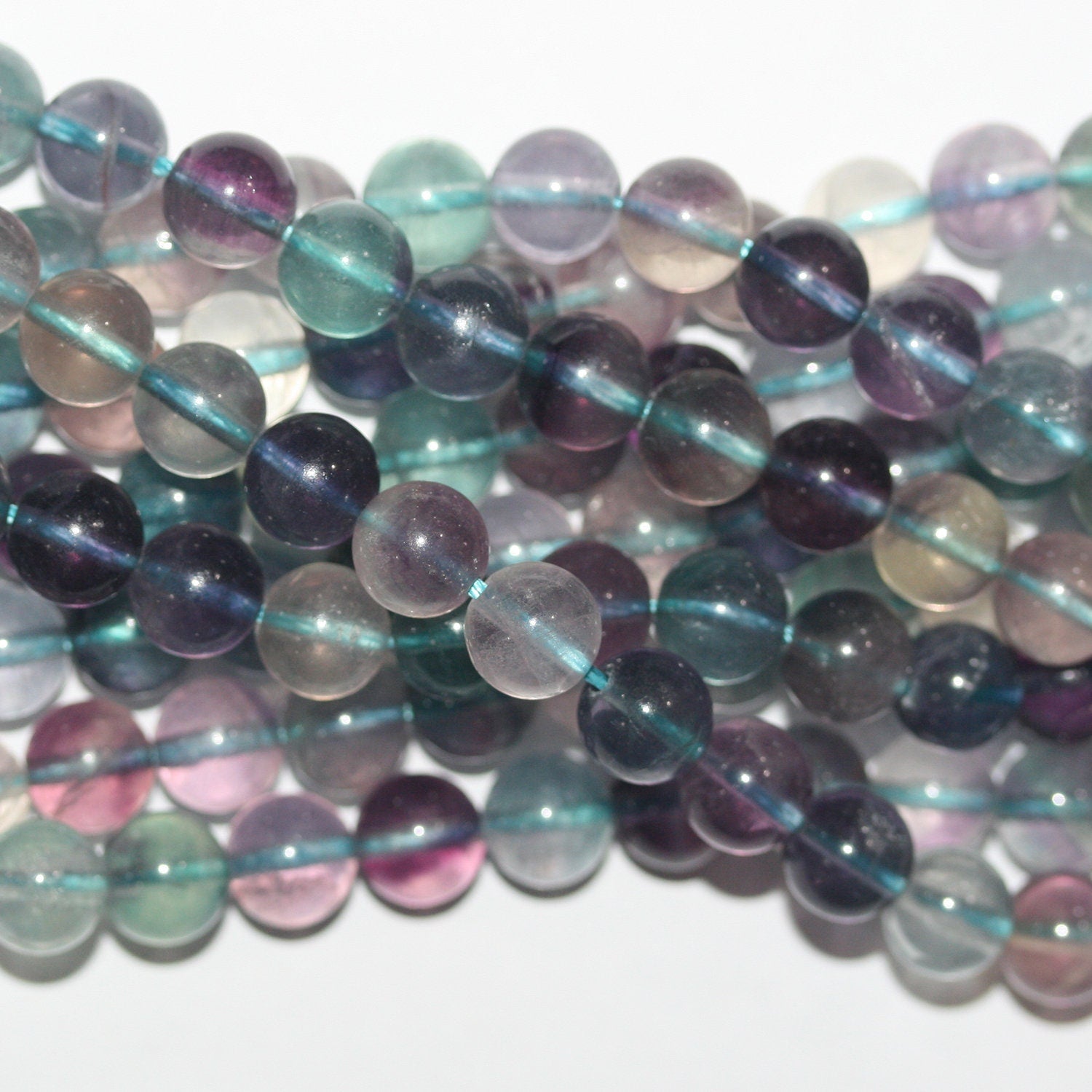 Perles rondes lisses en fluorite St, 8 mm, 15 pouces (38 cm) - Fil de 39 cm