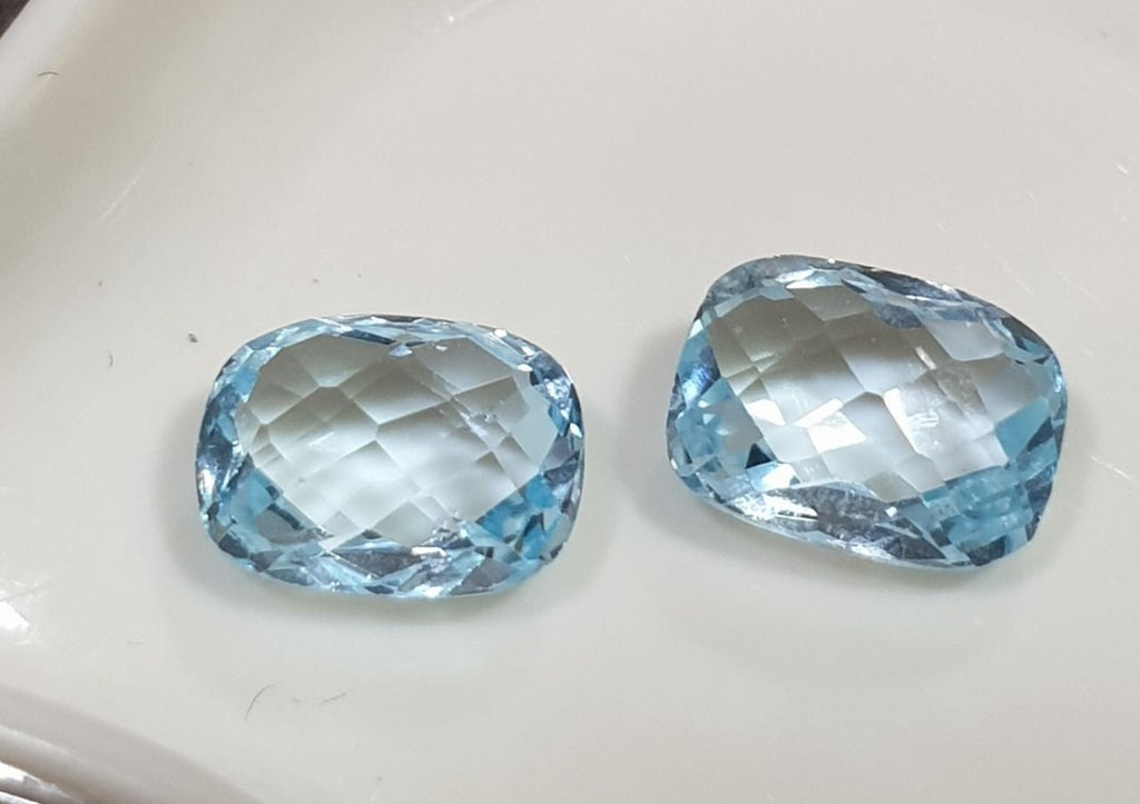 1 Pair Sky Blue Topaz Faceted Rectangular 8x6 mm Briolette Cut -1 pair