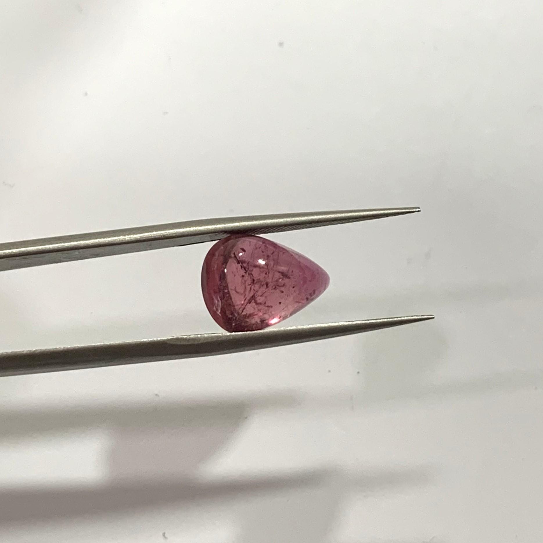 Rubellite Pink Tourmaline Drop Flat Cabochon 13.8x9.8mm.(5.76ct.).