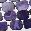 Cuentas rectangulares lisas de ágata morada de 40 cm (16"), 42 x 32 mm (aprox. - Hilo de 40 cm)