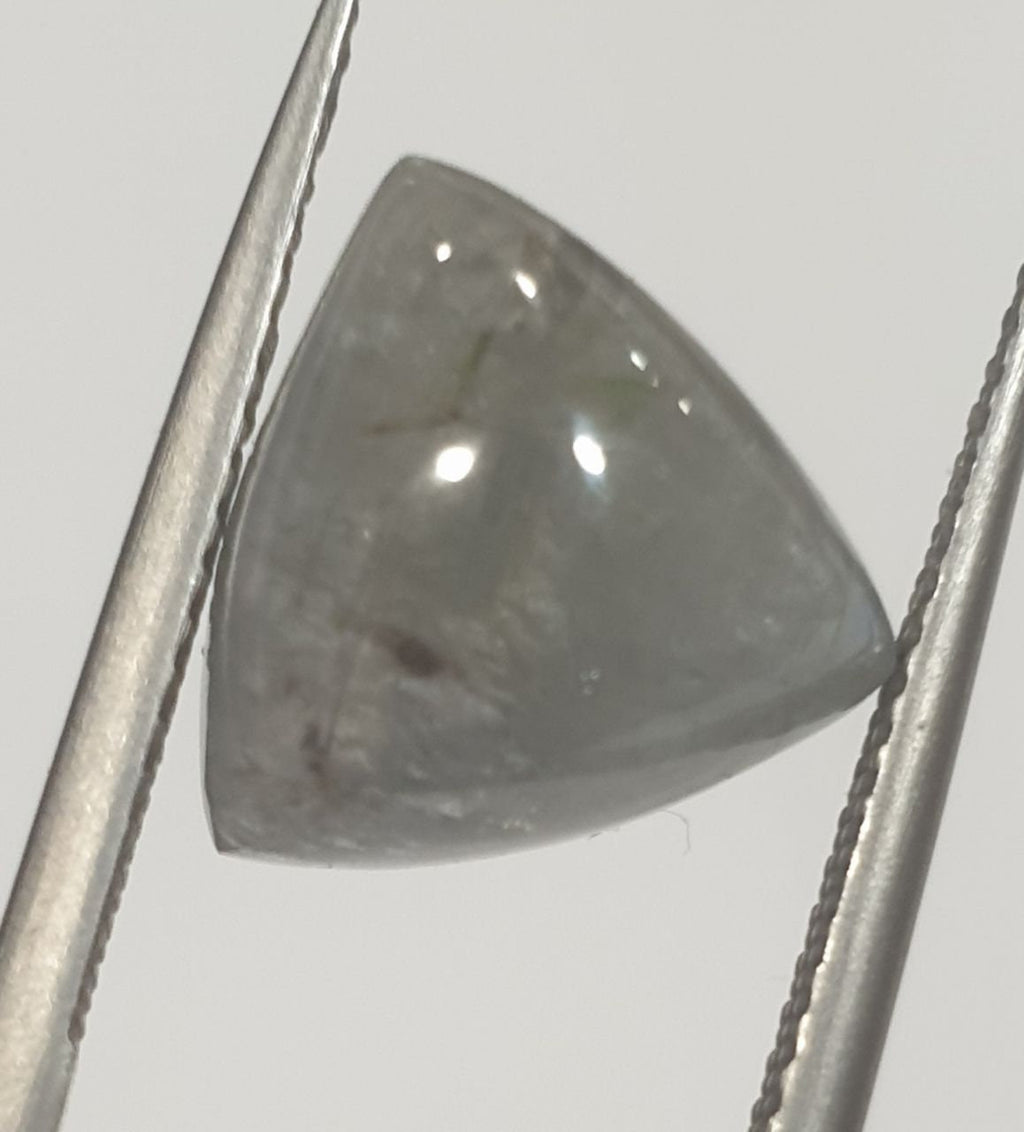 Rare Grey -Blue Tourmaline Trillion Cabochon 11.5x11.5mm 6.1 Ct- Untreated Stone- Rare Color