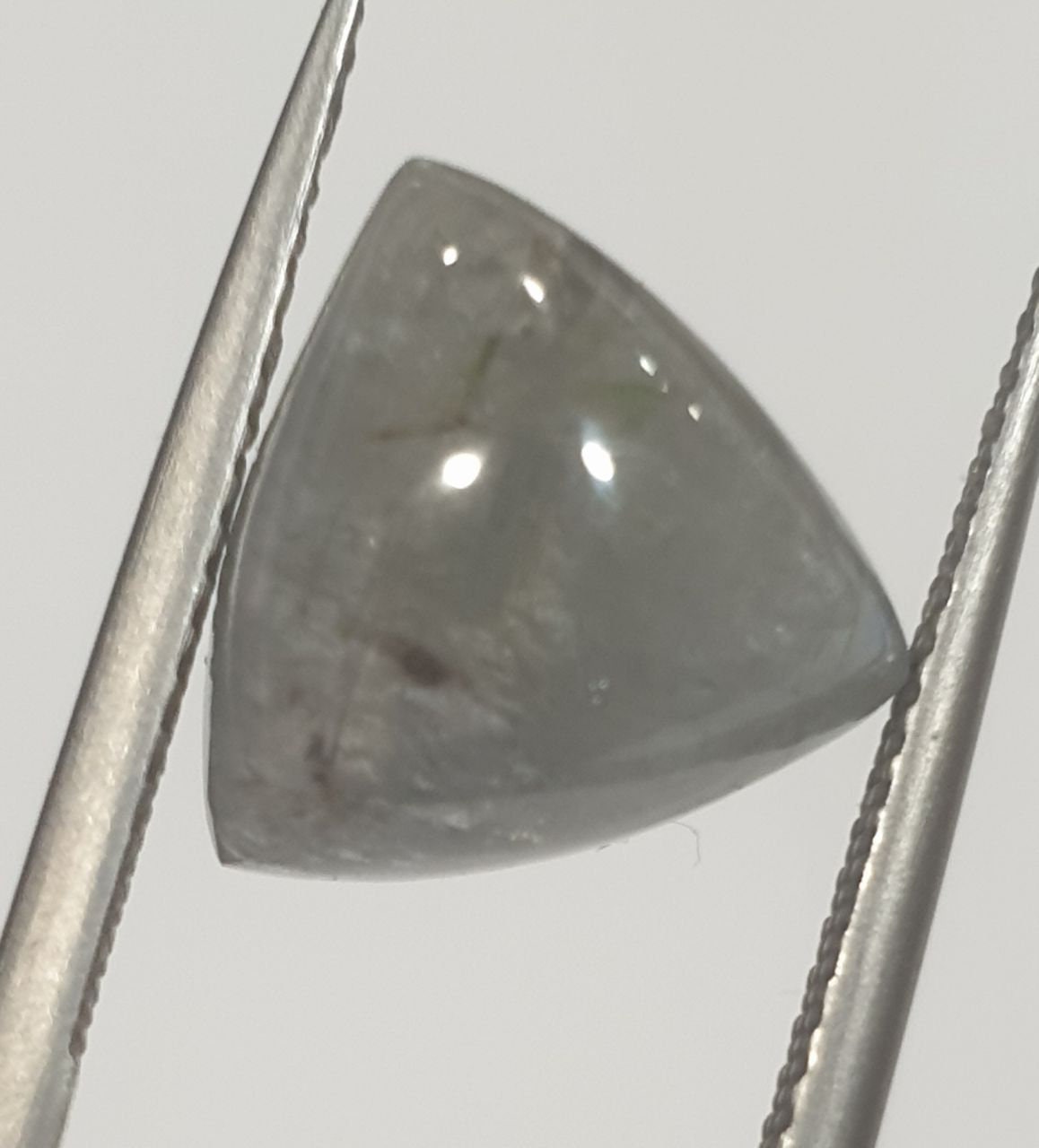 Rare Grey -Blue Tourmaline Trillion Cabochon 11.5x11.5mm 6.1 Ct- Untreated Stone- Rare Color